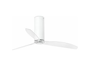 8421776120235 - Faro Barcelona - faro 32033 Deckenventilator tube fan m Stahl+Glas glänzendes Weiß pc transparent H45cm Ø128cm