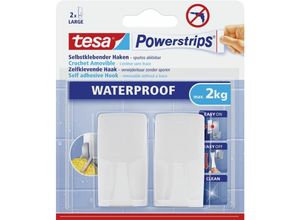 4042448175182 - tesa Powerstrips Haken Wave für Feuchträume hält Gegenstände bis 2 kg 2er-Set