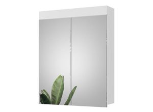 4066731196869 - Spiegelschrank Badspiegel Badezimmermöbel Luna Weiß Skandi 60x77 cm Badezimmer Schrank Badmöbel Schranktür Spiegeltür Schrankfach Wandspiegel Ablage Aufbewahrung