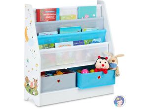 4052025911645 - Kinderregal Tiermotiv 2 Boxen 3 Fächer Spielzeug Aufbewahrung Kinder Bücherregal hbt 74 x 71 x 23 cm bunt - Relaxdays