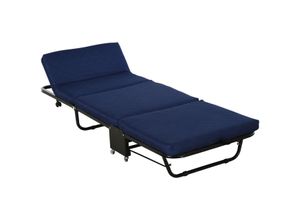 4251774974103 - Gästebett klappbar 2-in-1 Klappbett mit Rollen Verstellbare Kopfteilhöhe Stahl+Schaumstoff Blau