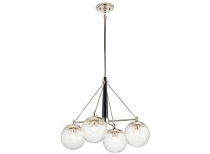 5024005671718 - Elstead Lighting QN-MARILYN4 QUINTIESSE Kronleuchter Marilyn E27 4x40W Stahl Nickel poliert Blasenglas klar H571cm Ø703cm dimmbar höhenverstellbar