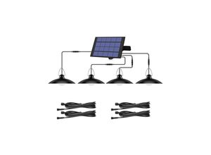 9339272881682 - Highsam - Solarlampen 4 Köpfe 80LED Beleuchtung Indoor Outdoor Schuppen IP65 mit 3 m Kabel - weißes Licht