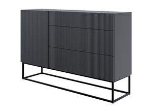 5902622541518 - Veldio - Sideboard mit Schubladen schwarz mit Metallgestell 140 cm - Selsey