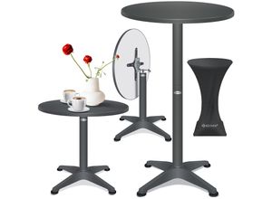 4255598325165 - KESSER® 2in1 Stehtisch klappbar Bistrotisch Aluminium Edelstahlplatte höhenverstellbar 70cm   115cm Partytisch Tisch In- & Outdoor Hochzeit Empfangstisch Klapptisch inklusive Regencover