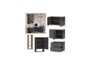 4066731413300 - Wohnwand Wido Anthrazit Eiche 5 Teile 4066731413300 - Wohnwand Wido Anthrazit Eiche 5 Teile