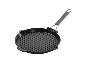 3272342020238 - Grill Pans Grillpfanne mit Ausgießnase 28 cm rund Schwarz Gusseisen