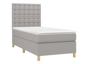 8720287392491 - Bonnevie - BoxspringbettSchlafzimmerbett mit Matratze & led Hellgrau 90x200 cm Stoff vidaXL