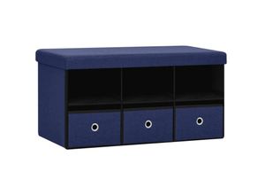 8720286697375 - Bonnevie - Faltbare Sitzbank mit Stauraum Blau 76x38x38 cm Leinenoptik vidaXL357014