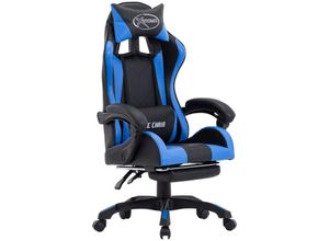 8719883995038 - Bonnevie - Gaming-Stuhl mit Fußstütze Blau und Schwarz Kunstleder vidaXL981190