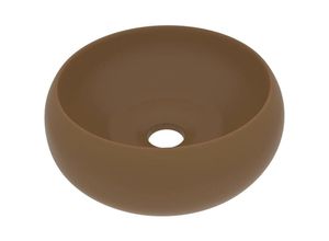 8720286037126 - Bonnevie - Luxuriöses WaschbeckenHandwaschbecken Rund Matt Creme 40x15 cm Keramik vidaXL