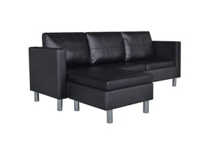 8718475932284 - Bonnevie - L-förmiges Sofa 3-Sitzer Kunstleder Schwarz vidaXL141074