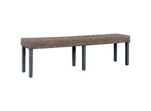 8719883760827 - Bonnevie - Sitzbank 160 cm Grau Natur Kubu-Rattan und Massivholz Mango vidaXL279860