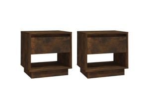 8720286836668 - Bonnevie - 2er-Set NachttischeBeistelltische Räuchereiche 45x34x44 cm Holzwerkstoff vidaXL