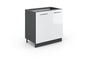 4251421957466 - VICCO Spülenunterschrank 80 cm Weiß Hochglanz Küchenschrank Hängeschrank Küchenzeile Fame-Line