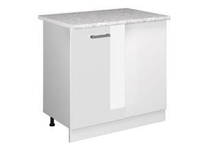 4066731045051 - Eckunterschrank Küchenschrank Küchenzeile R-Line 86 cm Weiß Tür Hochglanz Arbeitsplatte