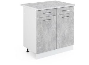 4251421933989 - Schubladenunterschrank R-Line 80 cm Weiß Beton modern Arbeitsplatte Vicco