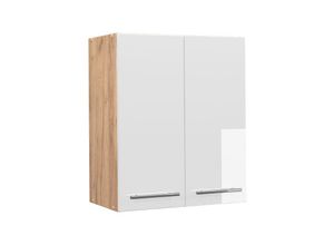 4066731161041 - Hängeschrank Küchenschrank Küchenmöbel Fame-Line Eiche Weiß modern 60 cm Küche Einbauküche Hängeschrank Drehtür Einlegeboden Küchenzeile Hochglanz