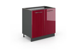 4251421957428 - VICCO Unterschrank 80 cm Bordeaux Hochglanz Küchenschrank Hängeschrank Küchenzeile Fame-Line