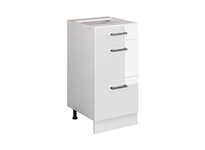 4066731044863 - Küchenunterschrank R-Line Weiß Hochglanz 40 cm mit Schubladen ohne Arbeitsplatte Vicco