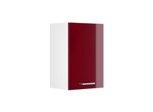 4251421935716 - Hängeschrank R-Line 40 cm Weiß Bordeaux-Rot Hochglanz modern Vicco