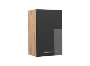 4066731146109 - Hängeschrank Küchenschrank Küchenmöbel Fame-Line Eiche Anthrazit modern 45 cm Küche Einbauküche Hängeschrank Drehtür Einlegeboden Küchenzeile Hochglanz