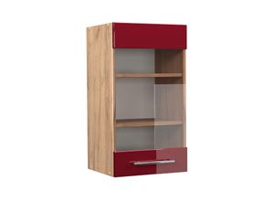 4066731151073 - Hängeglasschrank Küchenschrank Küchenmöbel Fame-Line Eiche Rot Bordeaux modern 40 cm Küche Einbauküche Hängeschrank Glasschrank Drehtür Einlegeboden Küchenzeile Hochglanz