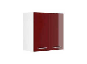 4251421935723 - Hängeschrank R-Line 60 cm Weiß Bordeaux-Rot Hochglanz modern Vicco