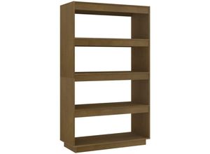 8720286816233 - Bonnevie - Bücherregal RaumteilerBücherschrank Honigbraun 80x35x135cm Massivholz Kiefer vidaXL