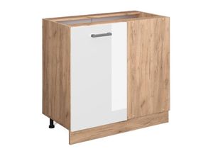 4066731042616 - Eckunterschrank Küchenschrank Küchenzeile R-Line 86 cm Eiche Weiß Tür