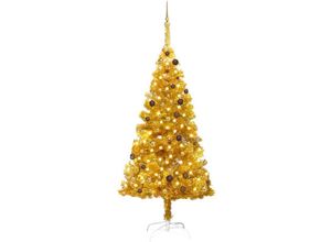 8720286496077 - Bonnevie - Künstlicher WeihnachtsbaumKunstbaum mit LEDs & Kugeln Golden 210 cm pet vidaXL