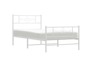 8721012047846 - Bonnevie - BettgestellSchlafzimmerbett mit Kopf- und Fußteil Metall Weiß 90x200 cm vidaXL