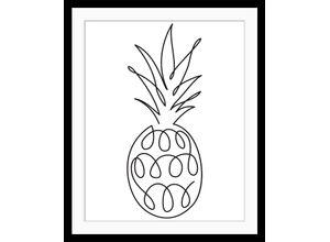 4049009895428 - Bild QUEENCE Juliane Bilder Gr B H 50 cm x 60 cm Wandbild Ananas Hochformat schwarz-weiß (schwarz weiß) Kunstdrucke gerahmt Ananas