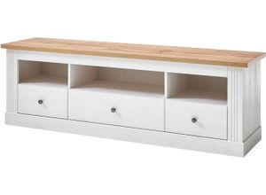 4067602880566 - Lowboard HOME AFFAIRE Westminster Sideboards Gr B H T 160 cm x 52 cm x 40 cm weiß (pinie dekor applikation wotan eiche dekor) Lowboards im angesagten Landhaus-Look