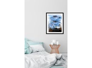 4049009847977 - Bild QUEENCE Angelina Bilder Gr B H 50 cm x 70 cm Wandbild Abstrakt Hochformat 1 St blau Bild Kunstdruck Bilder mit Rahmen