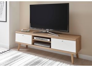 4067602877597 - Lowboard ANDAS Merle Sideboards Gr B H T 160 cm x 40 cm x 50 cm weiß (eiche riviera nb matt) Lowboards Scandi Design Breite 160 cm