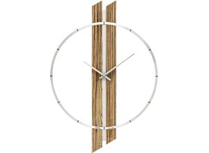 4037445157545 - Wanduhr AMS W9606 Wanduhren Gr B H L 40 cm x 5 cm x 53 cm braun (braun silberfarben) Wanduhren