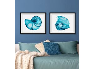 4049009845423 - Bild QUEENCE Jenny Bilder Gr B H 70 cm x 50 cm Wandbild Meer Querformat 1 St blau Bild Kunstdruck Bilder mit Rahmen