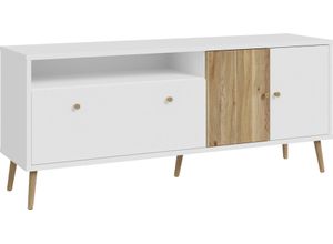 5904767845070 - TV-Board Harllson EasyKlix by Forte Sideboards Gr B H T 1592 cm x 673 cm x 415 cm weiß (weiß mauvella eiche) TV-Lowboards die neue geniale Art Möbel aufzubauen