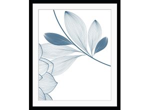 4049009898498 - Bild QUEENCE Anja Bilder Gr B H 40 cm x 50 cm Wandbild Blumen Hochformat blau (schwarz) Kunstdrucke Blumen gerahmt