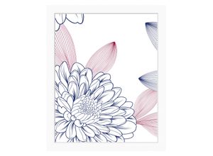 4049009897934 - Bild QUEENCE Lia Bilder Gr B H 40 cm x 50 cm Wandbild Blumen Hochformat bunt (rosa weiß blau) Kunstdrucke Blumen gerahmt