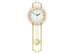 4037445151697 - Funk-Pendelwanduhr AMS F5257 Wanduhren Gr B H L 24 cm x 7 cm x 68 cm goldfarben Pendeluhren