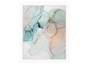 4049009898467 - Bild QUEENCE Ria Bilder Gr B H 50 cm x 60 cm Wandbild Abstrakt Hochformat blau (grau türkis beige) Kunstdrucke gerahmt Abstrakt