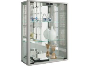 4051814412691 - Wandvitrine Hängevitrine Glasvitrine Wand Schaukasten Vitrine Glas Udina Spiegel (Farbe Silber Ausführung Mit LED-Beleuchtung)