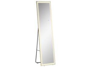 4255633505033 - Homcom - 2 in 1 Standspiegel Wandspiegel Ganzkörperspiegel mit LED-Beleuchtung Garderobenspiegel aus Aluminium Ankleidespiegel für Schlafzimmer