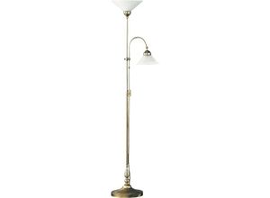 5998250327082 - 2708 Stehleuchte Marian aus Metall Glas bronzefarben  weiß B36cm H180cm mit eingebautem Schalter - Rabalux