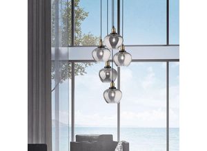 5212017407542 - Nova Luce - Cedro Glas-Pendelleuchte 5-flg Bronze Schwarz - Rauchfarben Bronze Schwarz