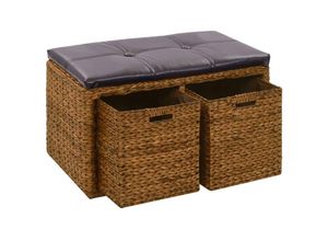 8718475597148 - Bonnevie - Sitzbank mit 2 Körben Seegras 71×40×42 cm Braun vidaXL429972