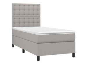 8720287386810 - Bonnevie - BoxspringbettSchlafzimmerbett mit Matratze & led Hellgrau 90x190 cm Stoff vidaXL