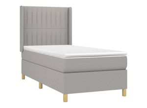 8720287356226 - Bonnevie - BoxspringbettSchlafzimmerbett mit Matratze & led Hellgrau 100x200 cm Stoff vidaXL82036